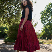 Dixie Spot Print Bubble Hem Midaxi Skirt - Wine