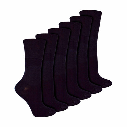 6 Pack Ladies Non Elastic Bamboo Diabetic Socks