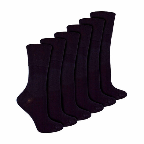 6 Pack Ladies Non Elastic Bamboo Diabetic Socks
