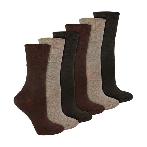 6 Pack Ladies Non Elastic Bamboo Diabetic Socks