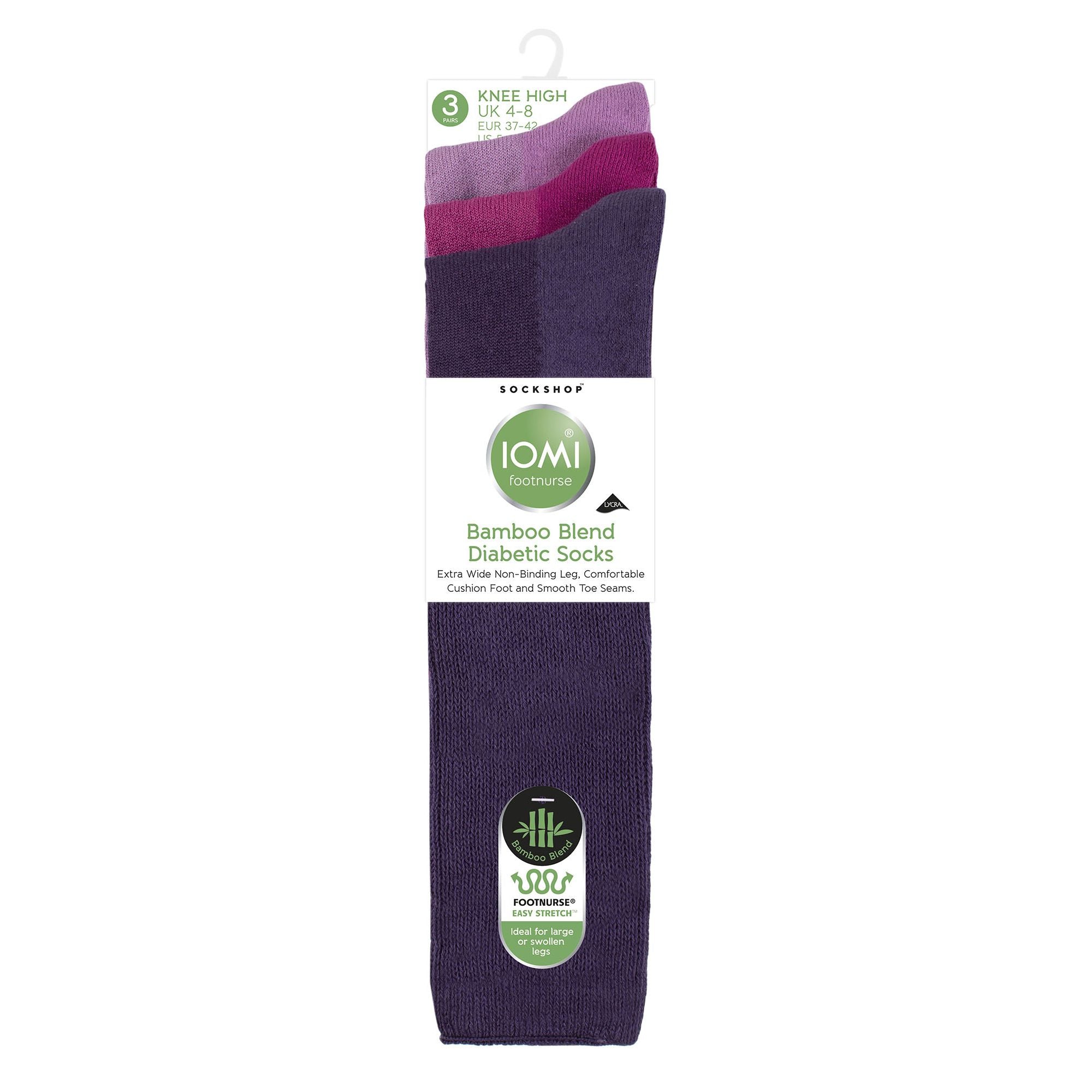 3 Pack Ladies Knee High Soft Bamboo Diabetic Socks