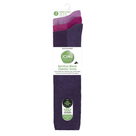 3 Pack Ladies Knee High Soft Bamboo Diabetic Socks