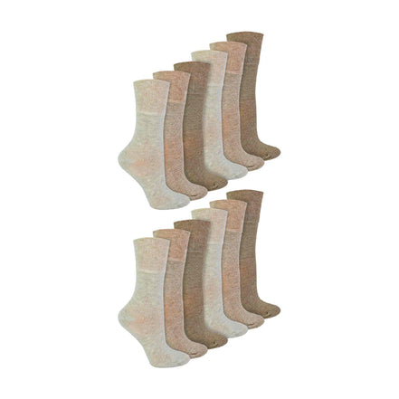 12 Pairs Ladies Diabetic Bamboo Socks | Non Elastic Gentle Grip Top Socks
