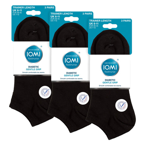 9 Pack Mens Diabetic Trainer Socks | Non Elastic Extra Wide Ankle Socks