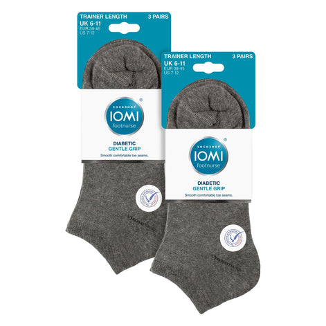 6 Pack Mens Diabetic Trainer Socks | Cushioned Foot Wide Ankle Socks
