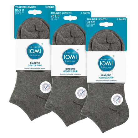 9 Pack Mens Diabetic Trainer Socks | Non Elastic Extra Wide Ankle Socks
