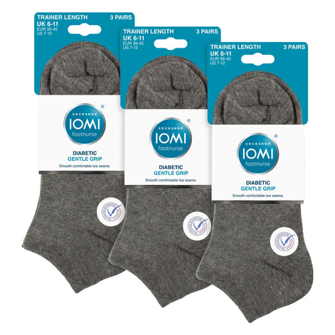 9 Pack Mens Diabetic Trainer Socks | Non Elastic Extra Wide Ankle Socks