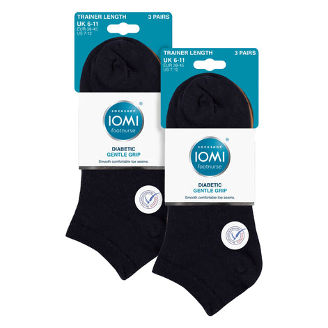 6 Pack Mens Diabetic Trainer Socks | Cushioned Foot Wide Ankle Socks