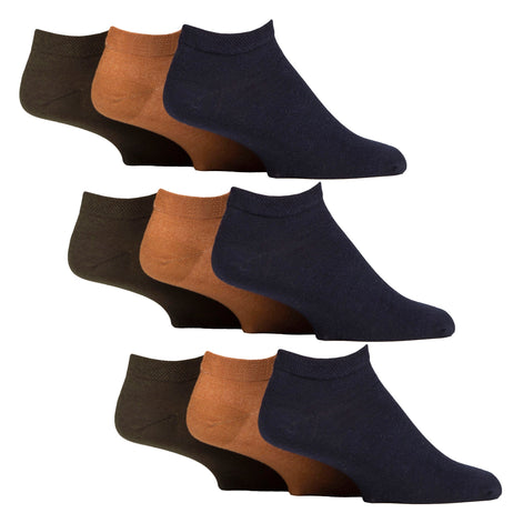 9 Pack Mens Diabetic Trainer Socks | Non Elastic Extra Wide Ankle Socks