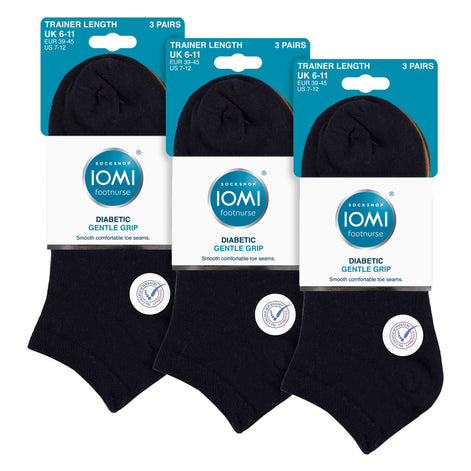 9 Pack Mens Diabetic Trainer Socks | Non Elastic Extra Wide Ankle Socks