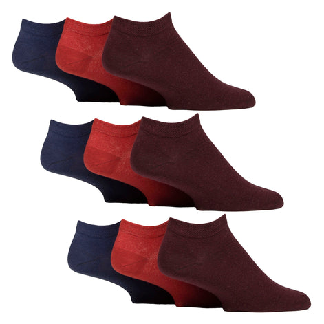9 Pack Mens Diabetic Trainer Socks | Non Elastic Extra Wide Ankle Socks