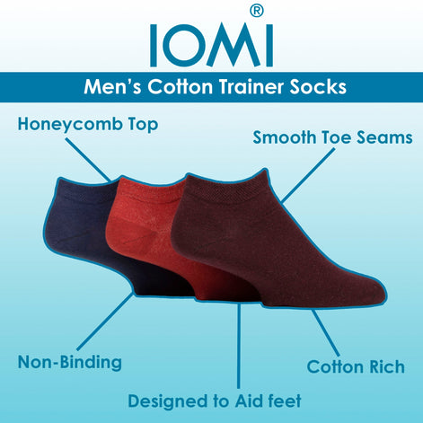 9 Pack Mens Diabetic Trainer Socks | Non Elastic Extra Wide Ankle Socks
