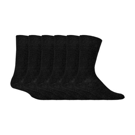 6 Pack Men's Elastic Cotton Diabetic Socks with Seamless Toe