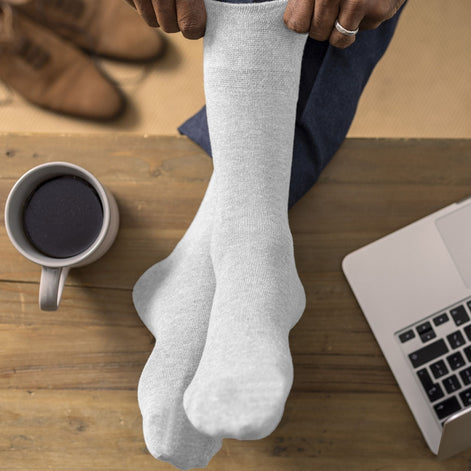 6 Pack Men's Elastic Cotton Diabetic Socks with Seamless Toe