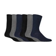 6 Pack Men's Elastic Cotton Diabetic Socks with Seamless Toe