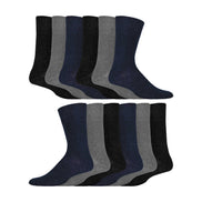 12 Pairs Mens Gentle Grip Top Diabetic Socks | Non Elastic Cotton Socks