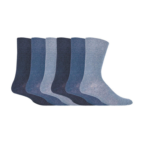6 Pack Men's Elastic Cotton Diabetic Socks with Seamless Toe