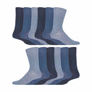 12 Pairs Mens Gentle Grip Top Diabetic Socks | Non Elastic Cotton Socks