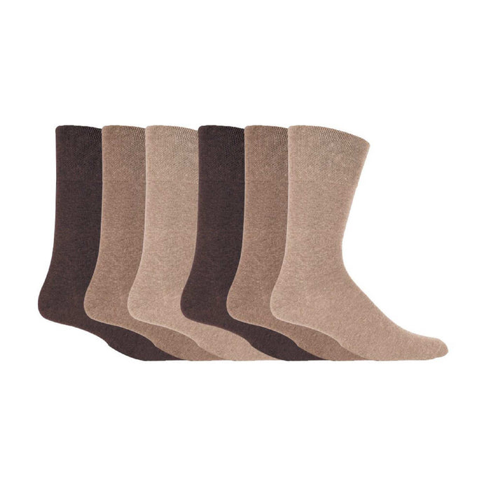 6 Pack Men's Elastic Cotton Diabetic Socks with Seamless Toe