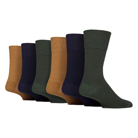 6 Pack Men's Elastic Cotton Diabetic Socks with Seamless Toe