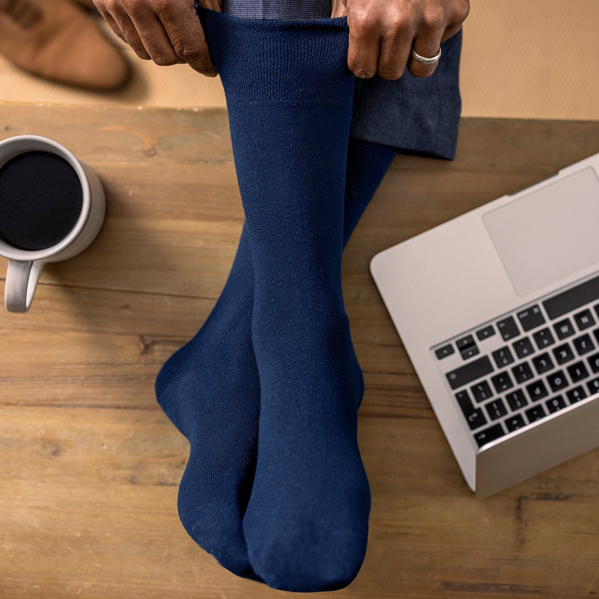 6 Pack Men's Elastic Cotton Diabetic Socks with Seamless Toe