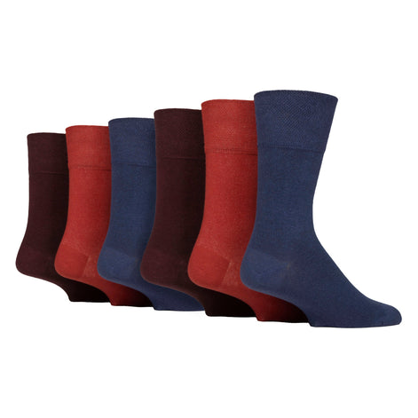 6 Pack Men's Elastic Cotton Diabetic Socks with Seamless Toe