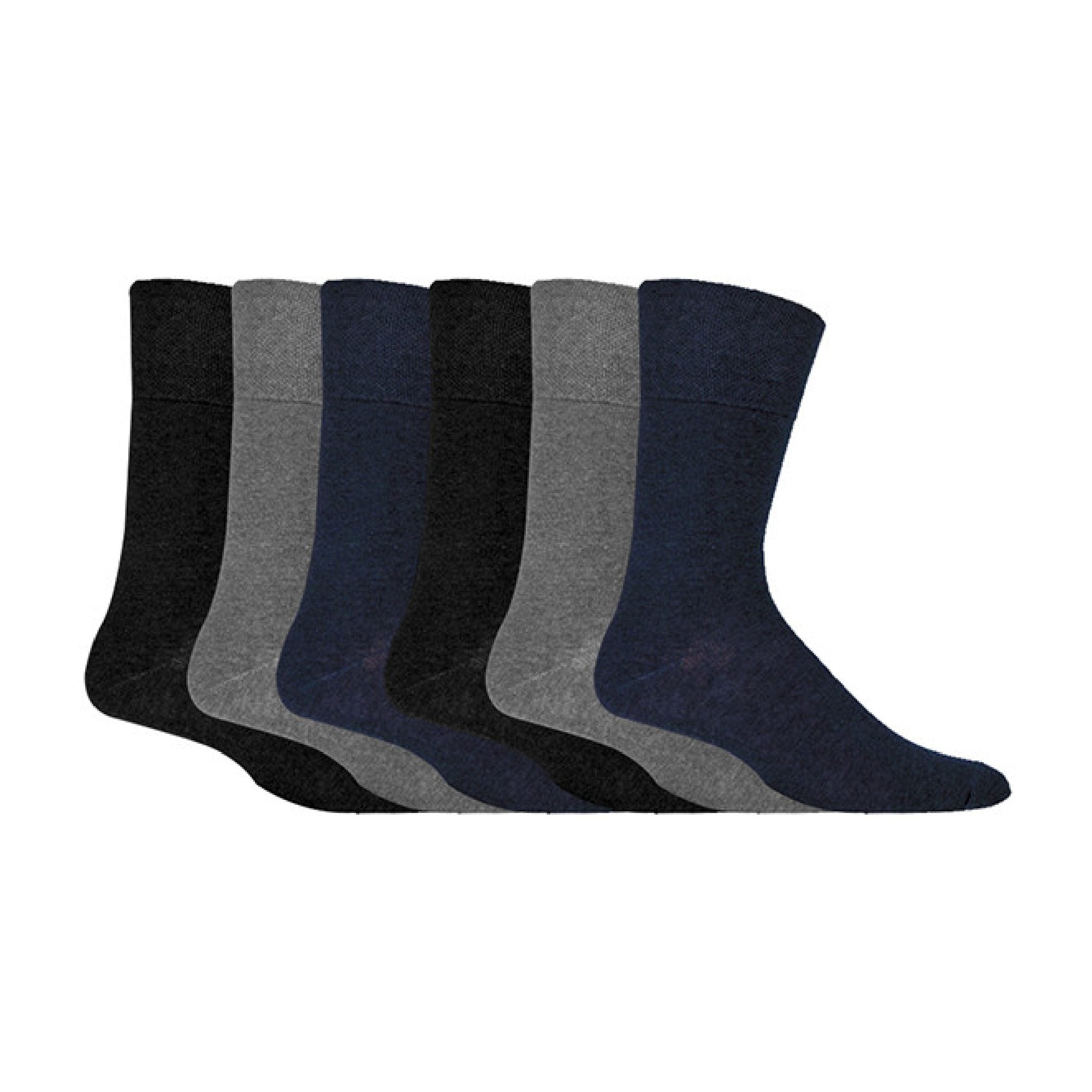 6 Pack Men's Non Elastic Cotton Diabetic Socks with Seamless Toe 12-14 UK