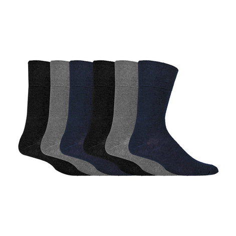 6 Pack Men's Non Elastic Cotton Diabetic Socks with Seamless Toe 12-14 UK