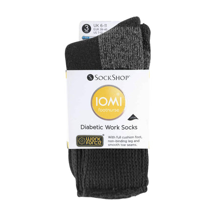 3 Pack Men's Extra Wide Loose Top Cushioned Cotton Diabetic Work Socks