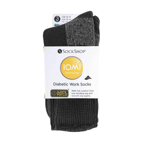 3 Pack Men's Extra Wide Loose Top Cushioned Cotton Diabetic Work Socks