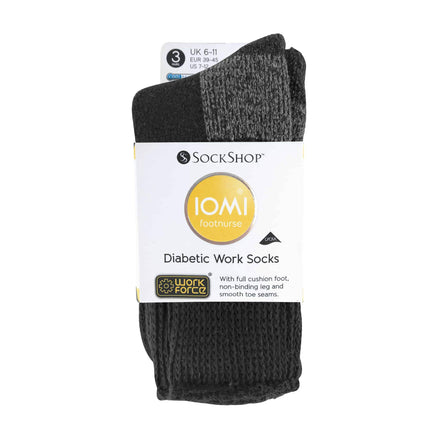 3 Pack Men's Extra Wide Loose Top Cushioned Cotton Diabetic Work Socks