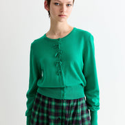 Ives Bow Trimmed Cardigan - Green