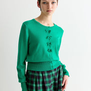 Ives Bow Trimmed Cardigan - Green