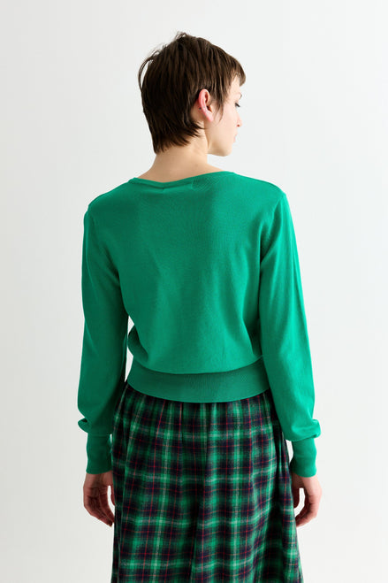 Ives Bow Trimmed Cardigan - Green