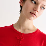 Ives Bow Trimmed Cardigan - Red
