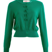 Ives Bow Trimmed Cardigan - Green