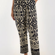 Navy Ikat Print Pull on Trousers
