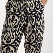 Navy Ikat Print Pull on Trousers