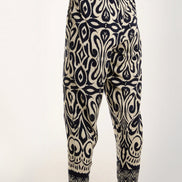 Navy Ikat Print Pull on Trousers