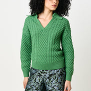 Jamie Cable Collar Jumper - Green