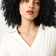 Jamie Cable Collar Jumper - Off White