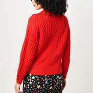 Jamie Cable Collar Jumper - Red
