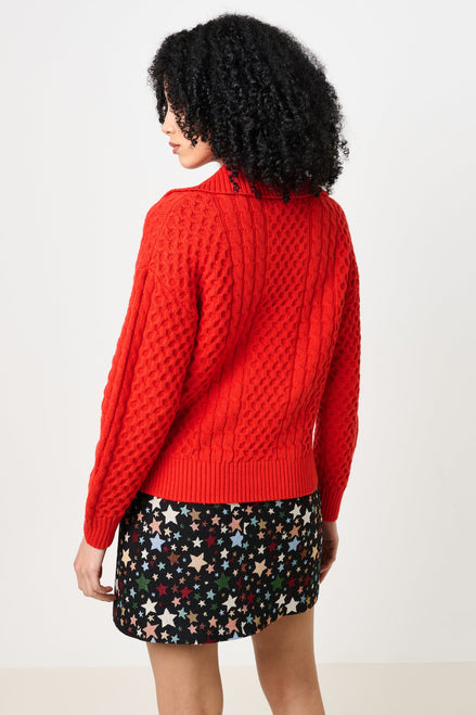 Jamie Cable Collar Jumper - Red