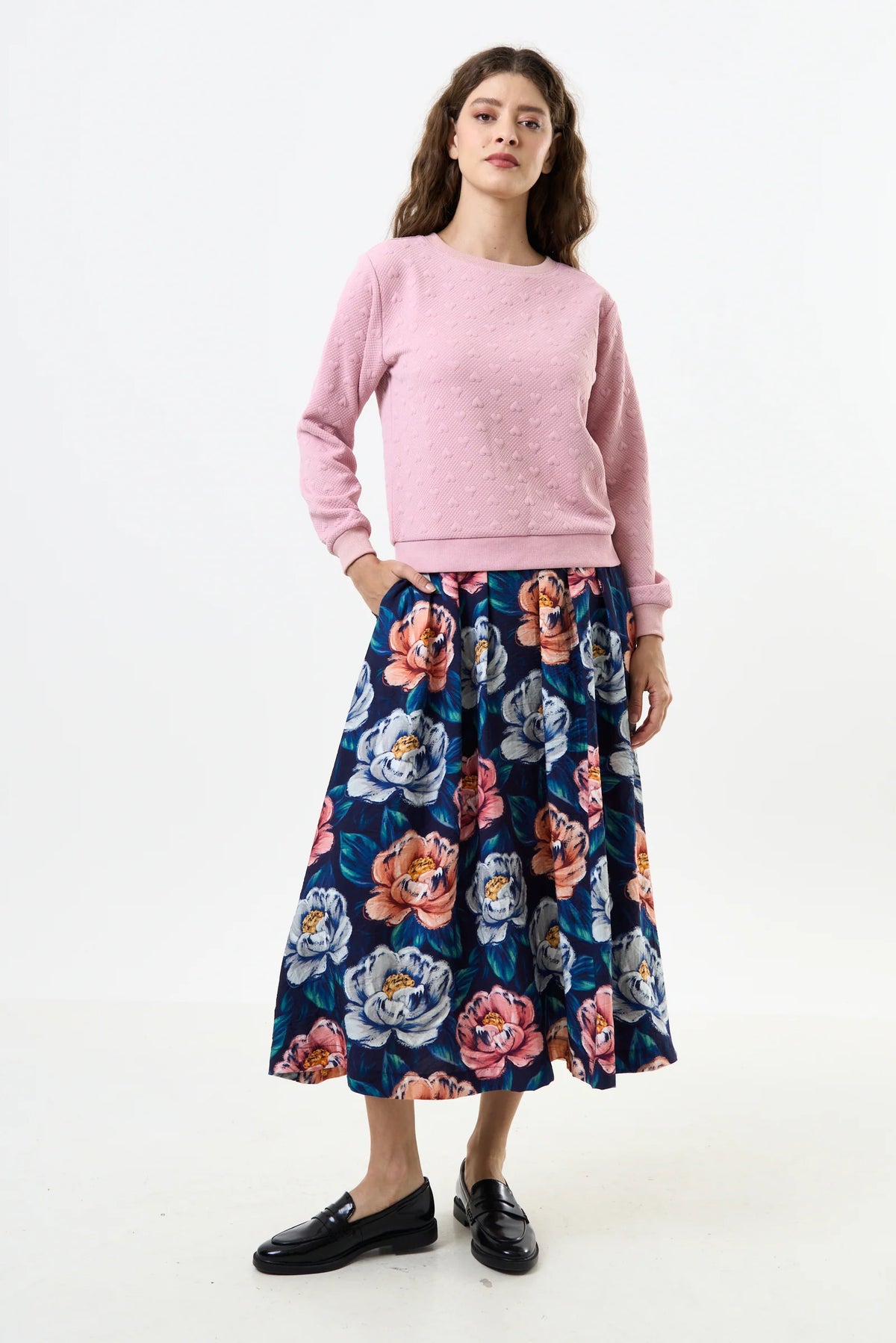 Jan Heartfelt Quilted Sweatshirt - Pale Pink