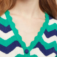 Louche Jeanie Zig Zag Stripe Short Sleeve Cardigan