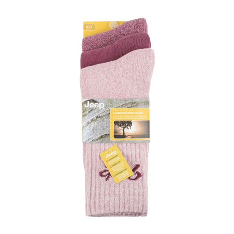 Ladies Ribbed Outdoor Boot Socks - 3 Pack, Reinforced Heel and Toe Hiking Socks