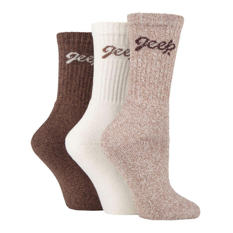 Ladies Ribbed Outdoor Boot Socks - 3 Pack, Reinforced Heel and Toe Hiking Socks