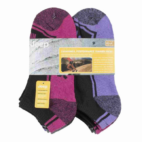 6 Pack Ladies Cotton Cushioned Low Cut Sport Ankle Socks for Running