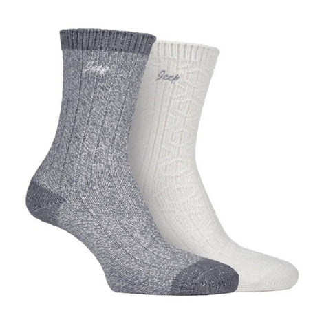 2 Pack Ladies Supersoft Warm Ribbed Thick Hiking Boot Socks