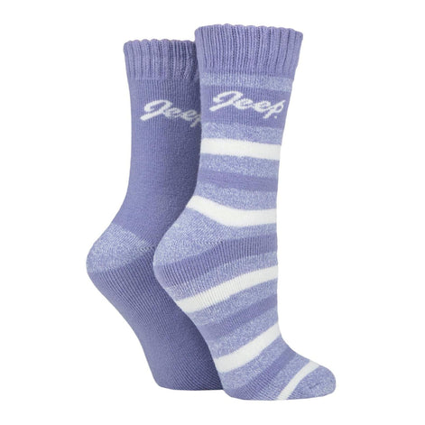 Breathable Cushioned Thermal Boot Socks - 2 Pack Striped Socks for Women